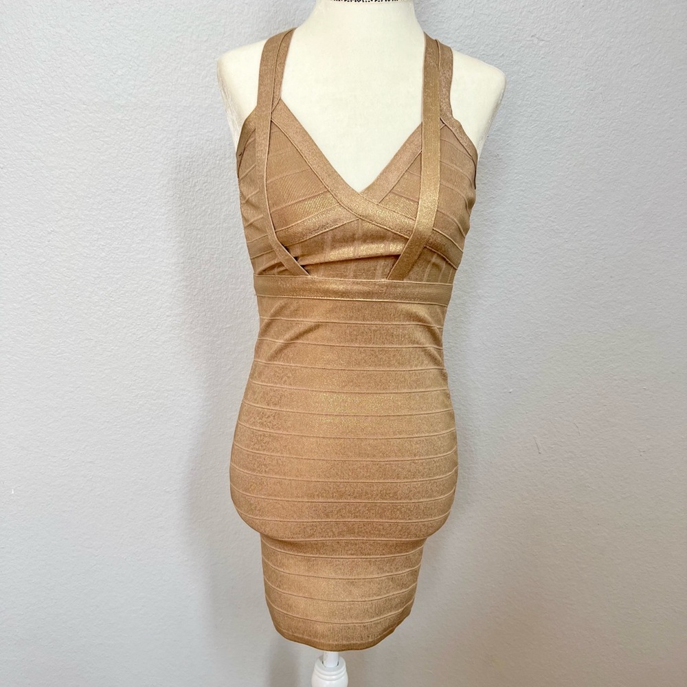 🎉 Sale Guess Gold Bandage Dress XS